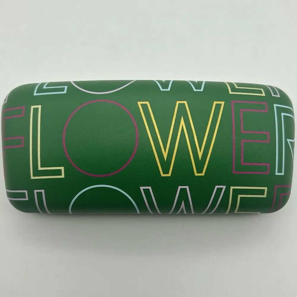 Flower Eyeglasses Sunglasses Green Yellow  Hardshell Case with Cleaning Cloth